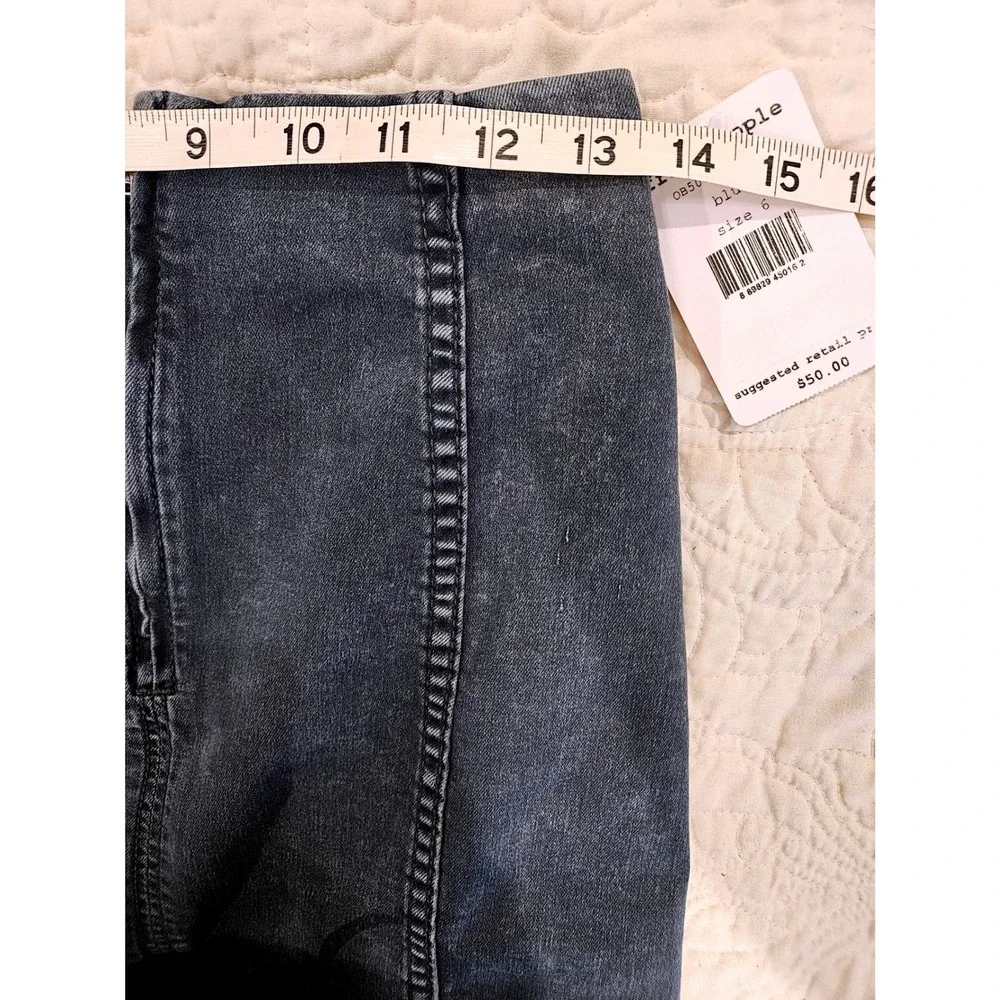 Free People Women Blue Denim Mini Skirt High Waisted Acid Wash Indie Boho Size 6